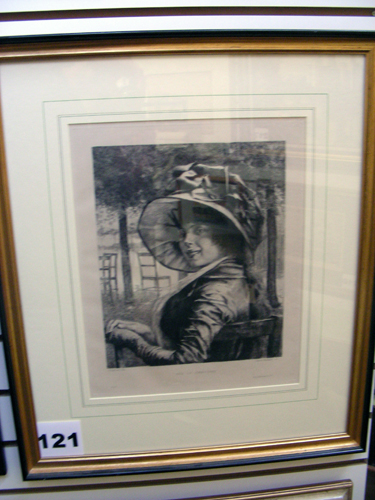 121 - A. Pinx Etching Print "Sous Le Directoire"